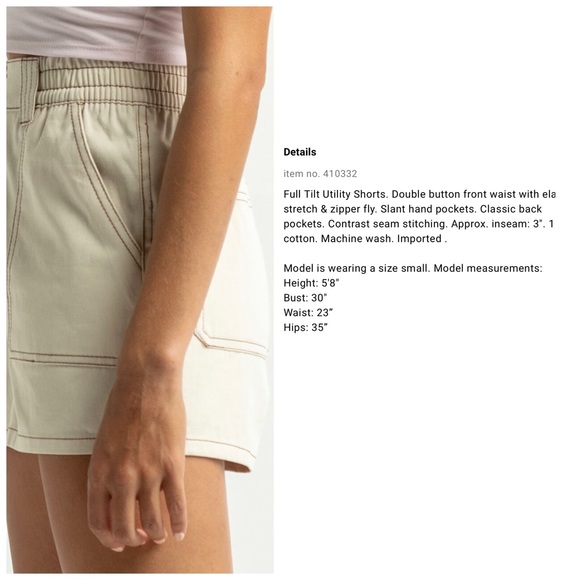 NWT High Waist Khaki Utility Shorts - Picture 2 of 14